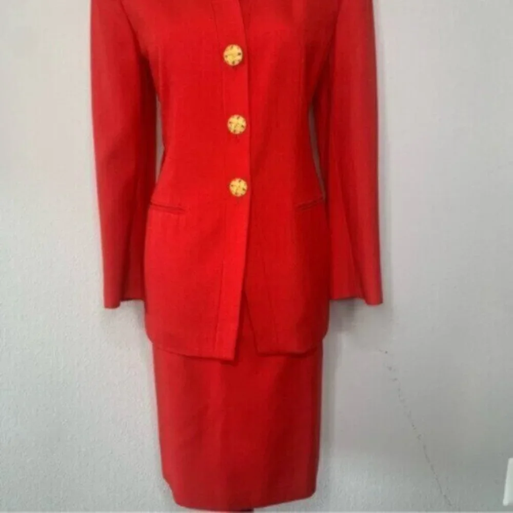 Stirling Cooper Red Vintage Two Piece Skirt Suit Set